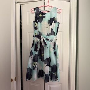 Tommy Hilfiger Fit and Flare Floral Dress - Aqua and Navy